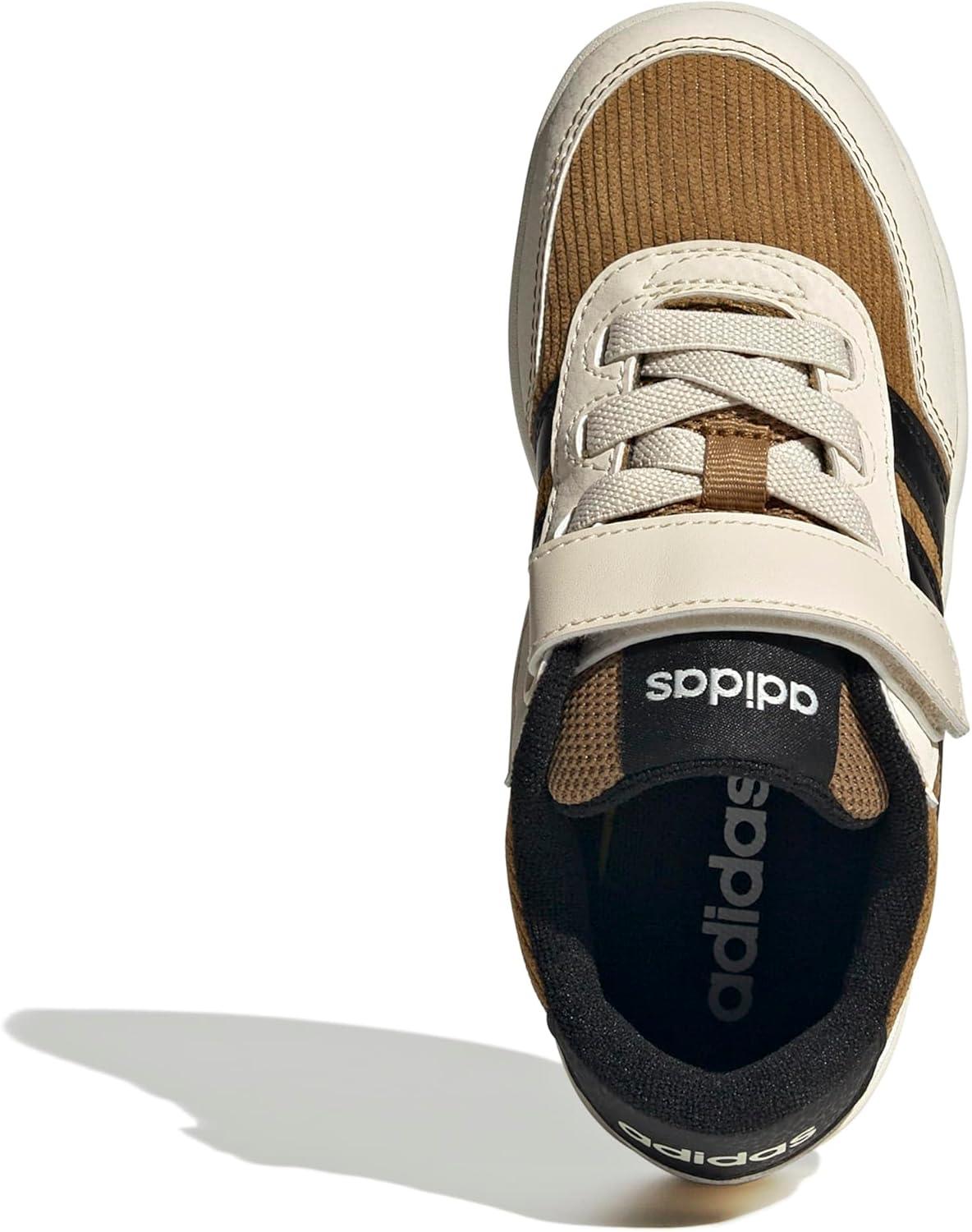 imageadidas UnisexChild Breakbase Elastic Lace ampamp Strap SneakerBronze StrataBlackWonder White