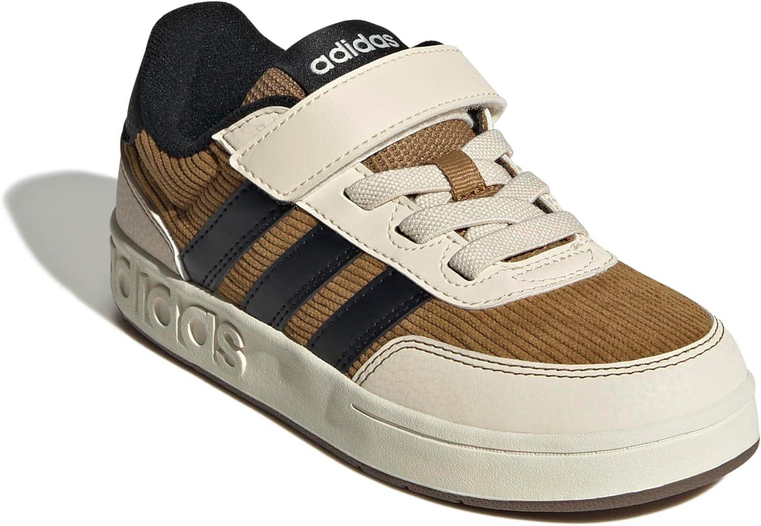 imageadidas UnisexChild Breakbase Elastic Lace ampamp Strap SneakerBronze StrataBlackWonder White