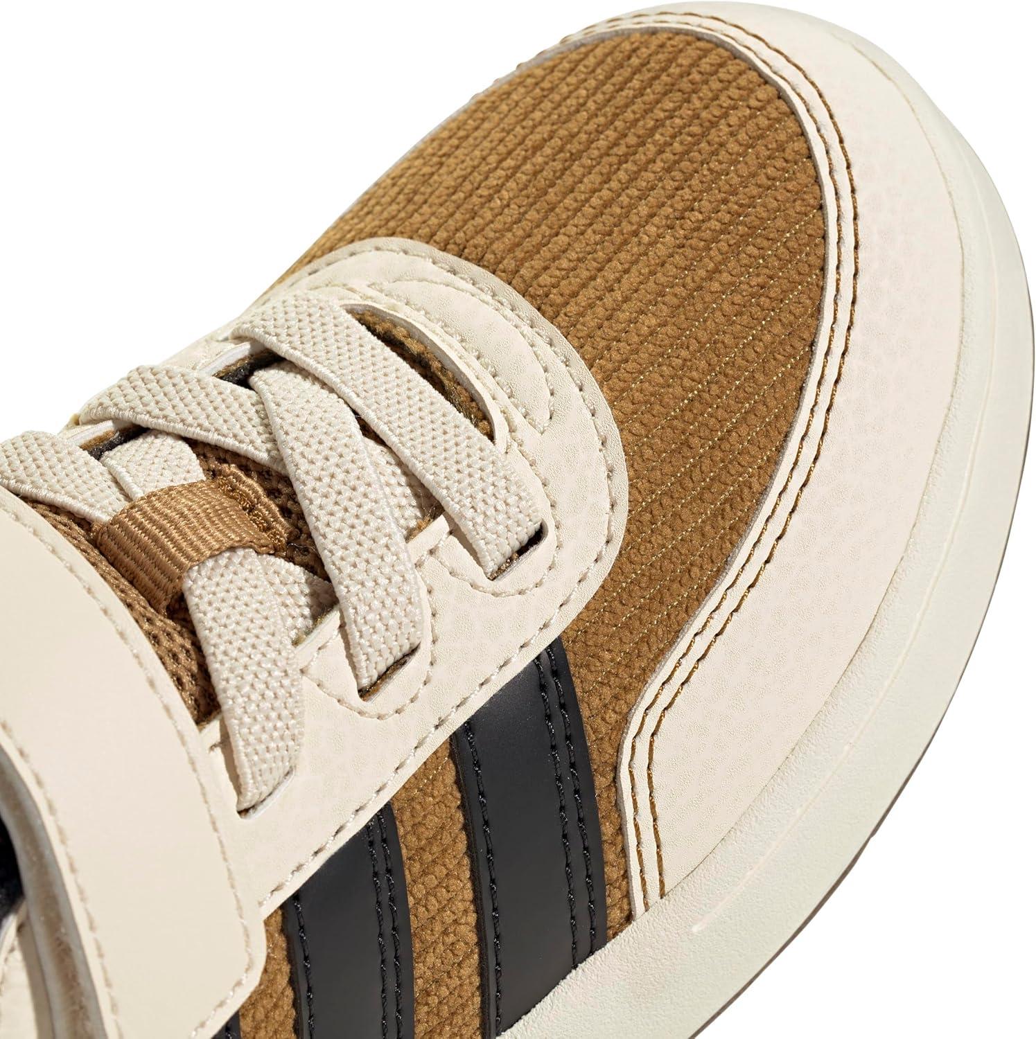 imageadidas UnisexChild Breakbase Elastic Lace ampamp Strap SneakerBronze StrataBlackWonder White