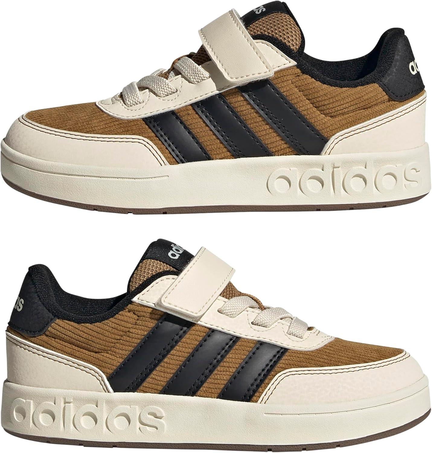 imageadidas UnisexChild Breakbase Elastic Lace ampamp Strap SneakerBronze StrataBlackWonder White