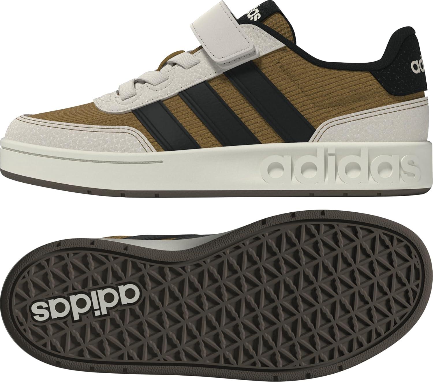 imageadidas UnisexChild Breakbase Elastic Lace ampamp Strap SneakerBronze StrataBlackWonder White