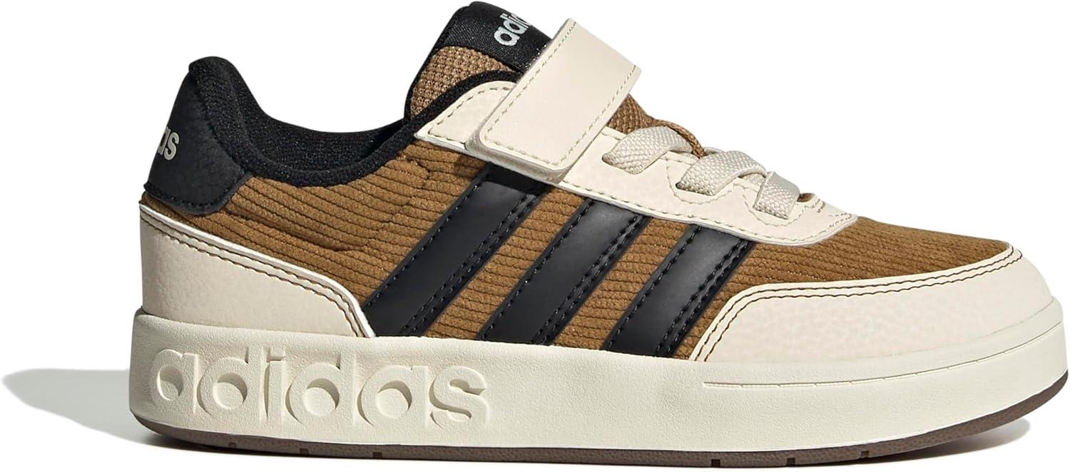 imageadidas UnisexChild Breakbase Elastic Lace ampamp Strap SneakerBronze StrataBlackWonder White