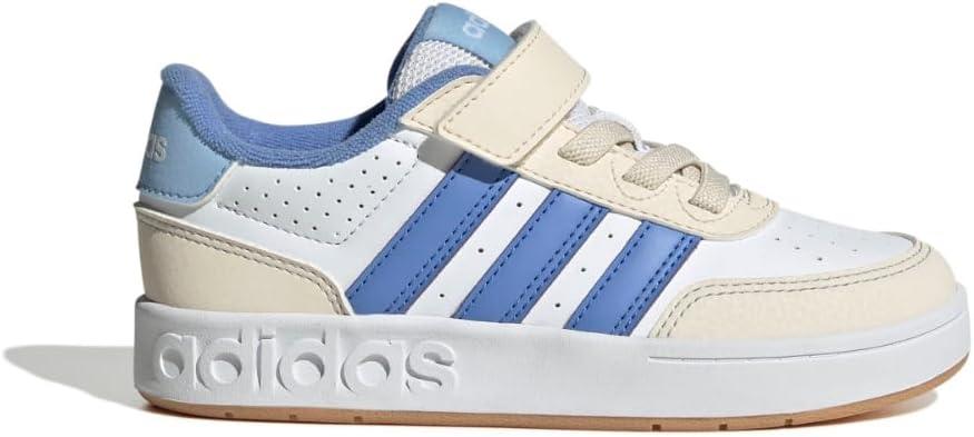imageadidas UnisexChild Breakbase Elastic Lace ampamp Strap SneakerWhiteBlue FusionBlue