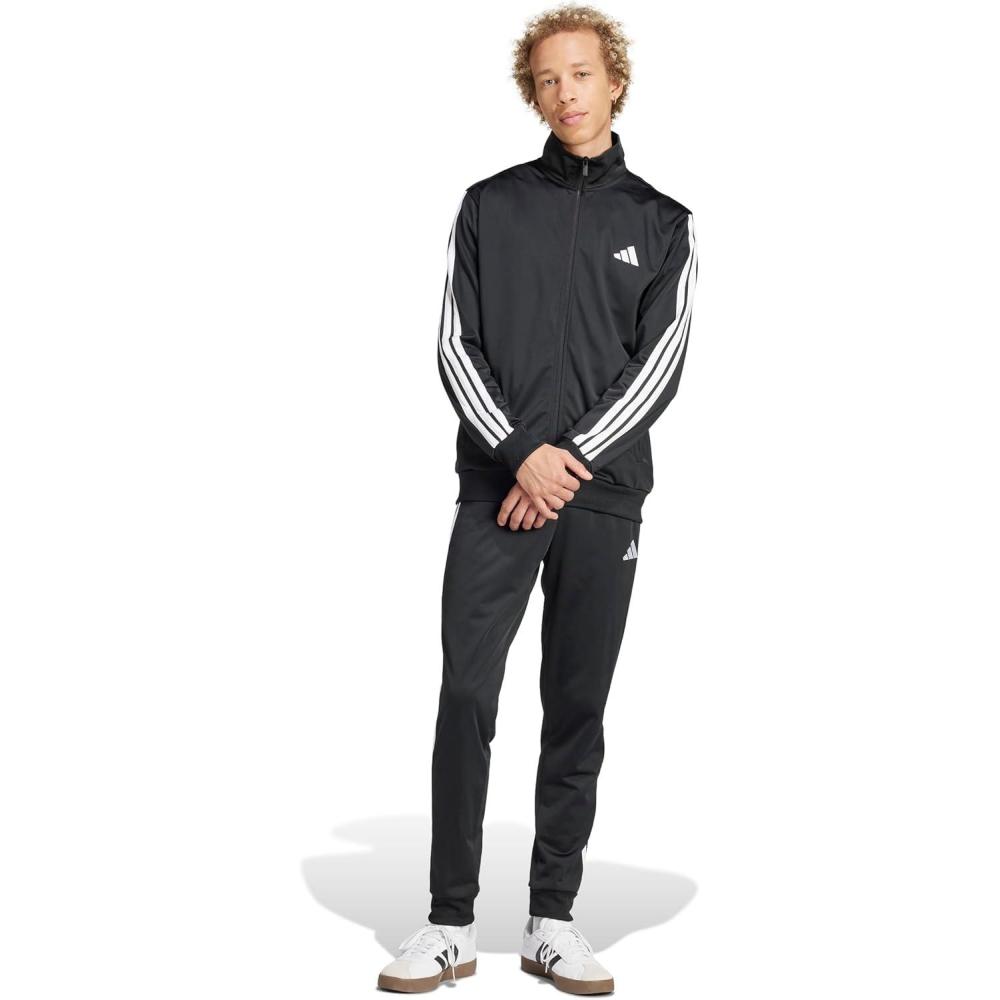 imageadidas Mens Basic 3Stripes Tricot Track SuitBlack