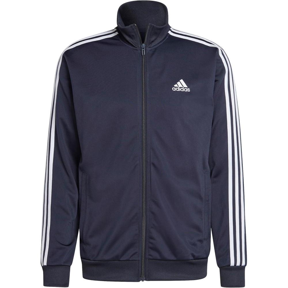 imageadidas Mens Basic 3Stripes Tricot Track SuitLegend InkWhite