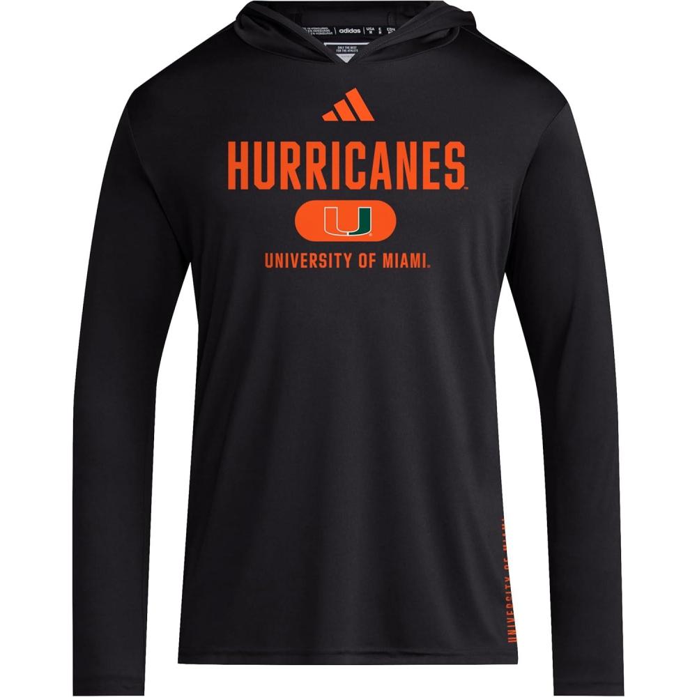 imageadidas Mens NCAA Designed for Training Team HoodieBlackCollegiate OrangeWhiteUniversity of Miami