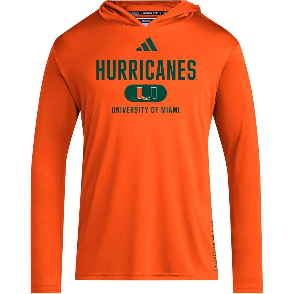 imageadidas Mens NCAA Designed for Training Team HoodieCollegiate OrangeDark GreenWhiteUniversity of Miami