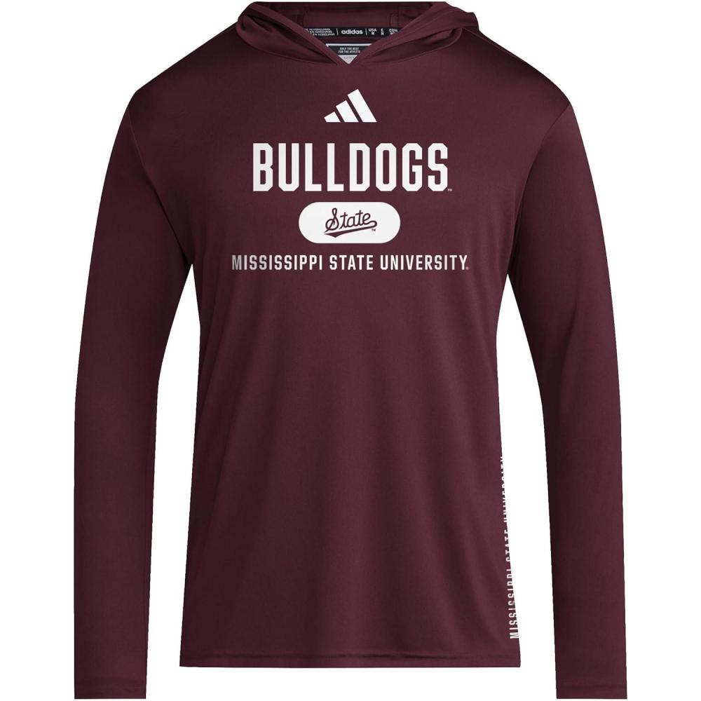 imageadidas Mens NCAA Designed for Training Team HoodieTeam MaroonWhiteMississippi State University