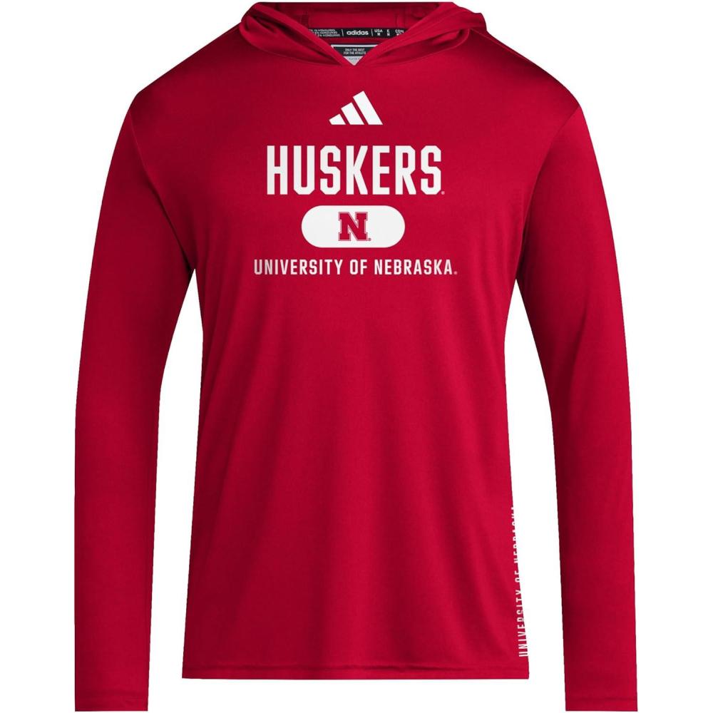 imageadidas Mens NCAA Designed for Training Team HoodieTeam Power RedWhiteNcaa Nebraska
