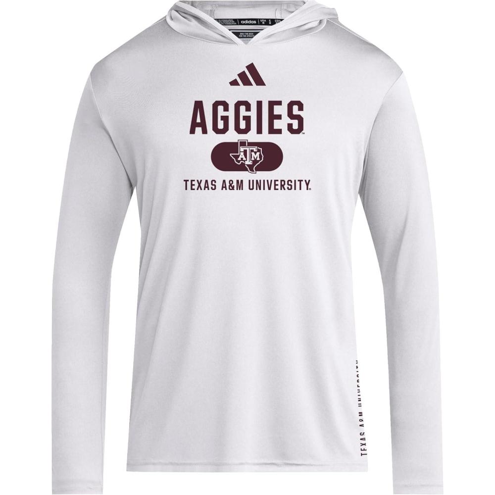 imageadidas Mens NCAA Designed for Training Team HoodieWhiteTeam MaroonTeam MaroonTexas Am