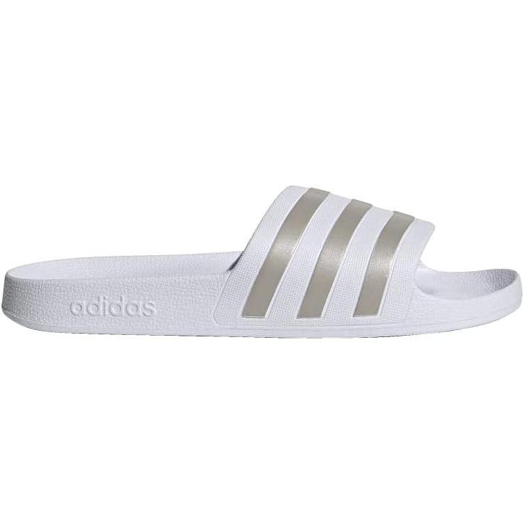 imageadidas Unisex Adult Adilette Aqua Slide SandalWhitePlatino MetWhite