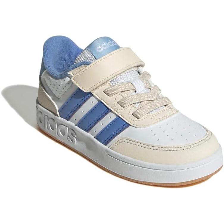 imageadidas UnisexChild Breakbase Elastic Lace ampamp Strap SneakerWhiteBlue FusionBlue