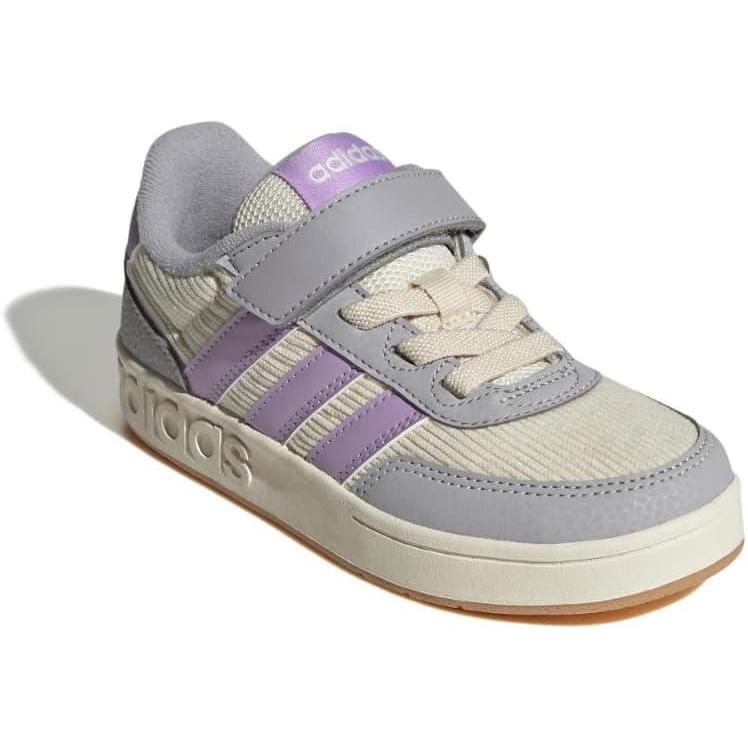 imageadidas UnisexChild Breakbase Elastic Lace ampamp Strap SneakerWonder WhitePowder PlumGlory Grey