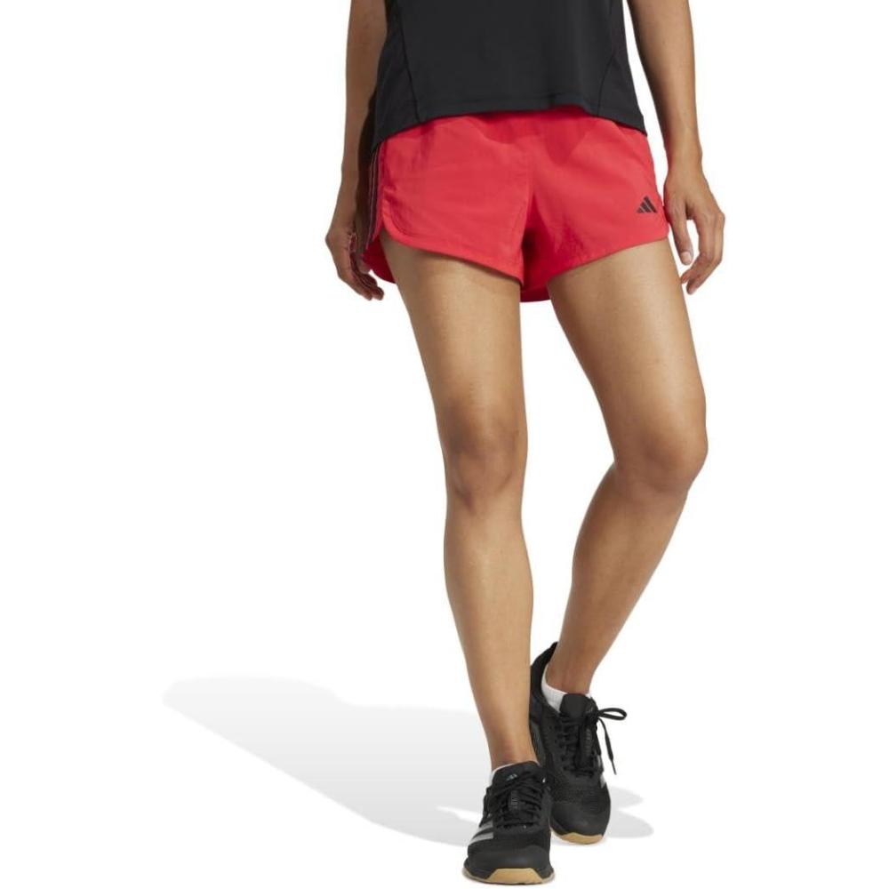 imageadidas Womens Pacer Training 3Stripes Woven HighRise ShortsPure RubyWhite