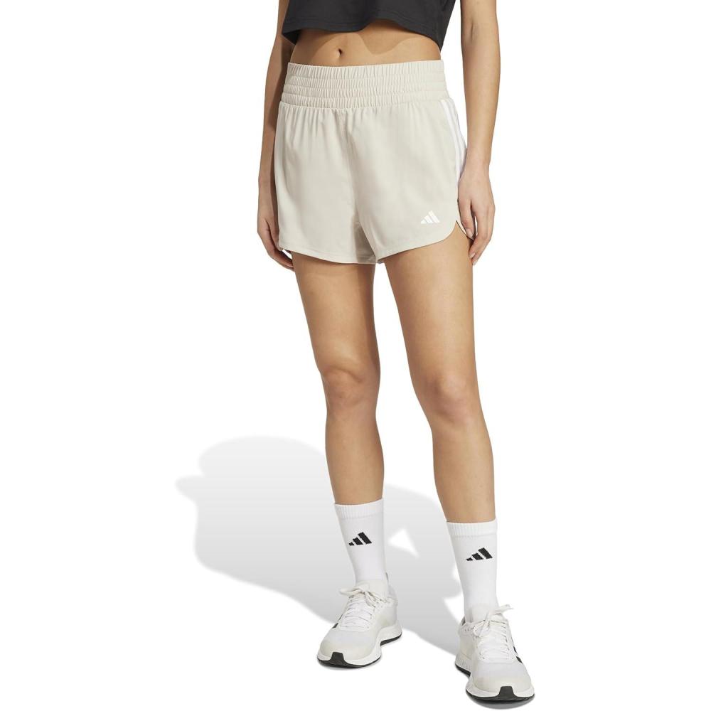 imageadidas Womens Pacer Training 3Stripes Woven HighRise ShortsWonder AluminaWhite