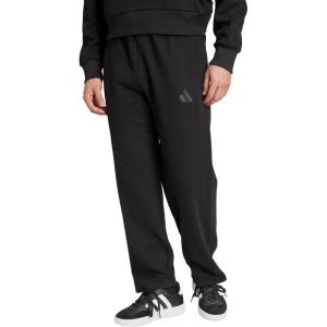 adidas Men’s All Szn Waffle-Knit Loose Open Hem Pants(Black)