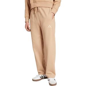 adidas Men’s All Szn Waffle-Knit Loose Open Hem Pants(Warm Sandstone)