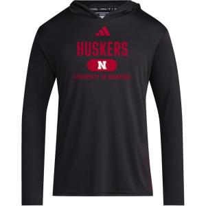 adidas Men’s NCAA Designed for Training Team Hoodie(Black/Team Power Red/Ncaa Nebraska)