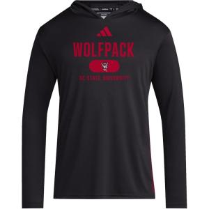 adidas Men’s NCAA Designed for Training Team Hoodie(Black/Team Power Red/North Carolina State University)