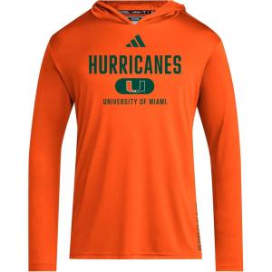 adidas Men’s NCAA Designed for Training Team Hoodie(Collegiate Orange/Dark Green/White/University of Miami)