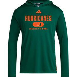 adidas Men’s NCAA Designed for Training Team Hoodie(Dark Green/Collegiate Orange/White/University of Miami)