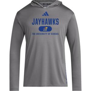 adidas Men’s NCAA Designed for Training Team Hoodie(Team Grey/Collegiate Royal/Ncaa Kansas)