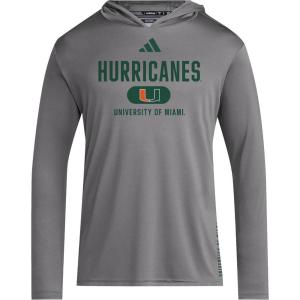 adidas Men’s NCAA Designed for Training Team Hoodie(Team Grey/Dark Green/White/University of Miami)