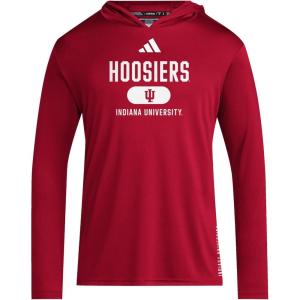 adidas Men’s NCAA Designed for Training Team Hoodie(Team Victory Red/White/White/Indiana University)