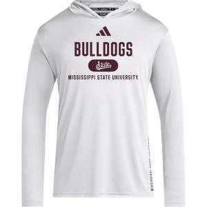 adidas Men’s NCAA Designed for Training Team Hoodie(White/Team Maroon/Mississippi State University)