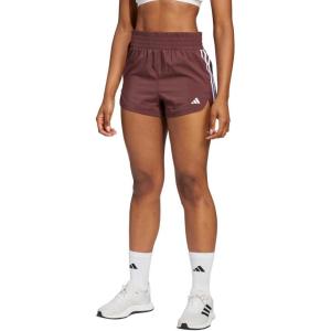 adidas Women’s Pacer Training 3-Stripes Woven High-Rise Shorts(Aurora Ruby/White)