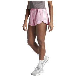 adidas Women’s Pacer Training 3-Stripes Woven High-Rise Shorts(Bliss Pink/White)