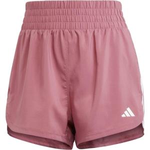 adidas Women’s Pacer Training 3-Stripes Woven High-Rise Shorts(Preloved Crimson/White)