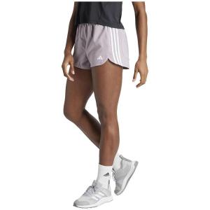 adidas Women’s Pacer Training 3-Stripes Woven High-Rise Shorts(Preloved Fig / White)