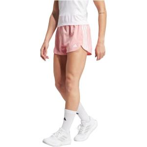 adidas Women’s Pacer Training 3-Stripes Woven High-Rise Shorts(Semi Pink Spark/White)