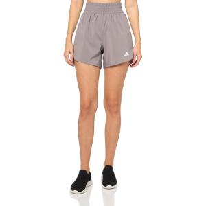 adidas Women’s Pacer Training 3-Stripes Woven High-Rise Shorts(Taupe Oxide/White)