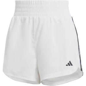 adidas Women’s Pacer Training 3-Stripes Woven High-Rise Shorts(White/Black)