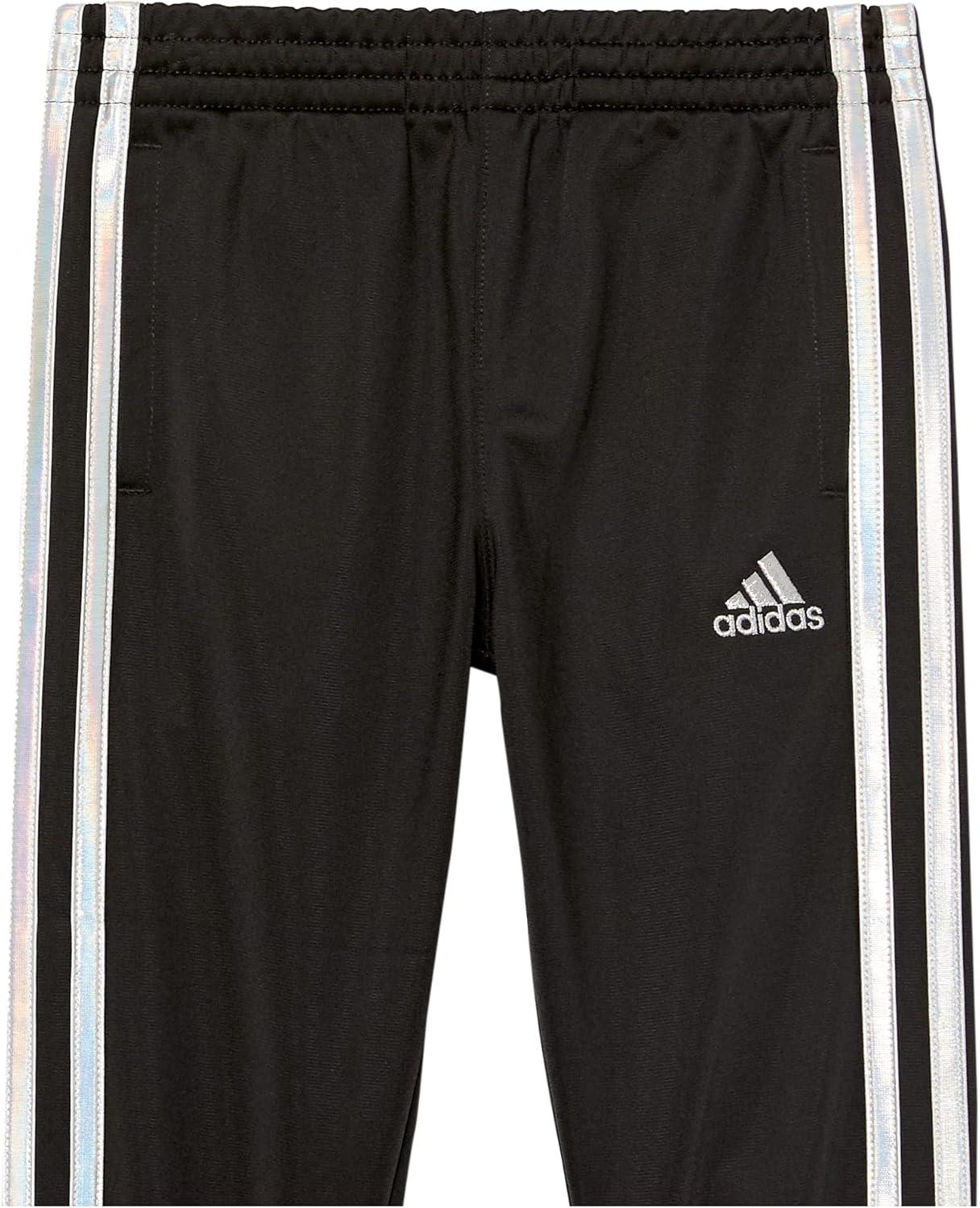 imageadidas Little Girls Zip Front Classic Tricot Jacket and Joggers SetBlackSilver