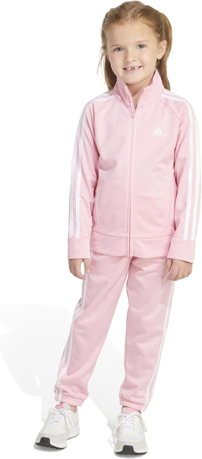 imageadidas Little Girls Zip Front Classic Tricot Jacket and Joggers SetLight Pink