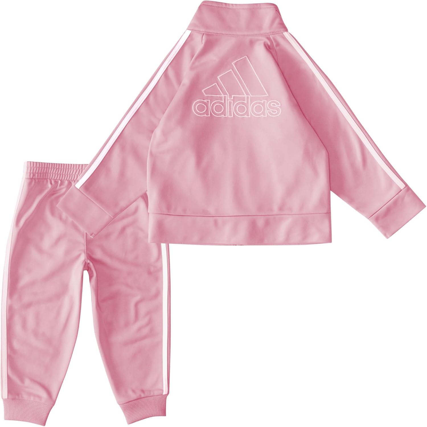 imageadidas Little Girls Zip Front Classic Tricot Jacket and Joggers SetPink
