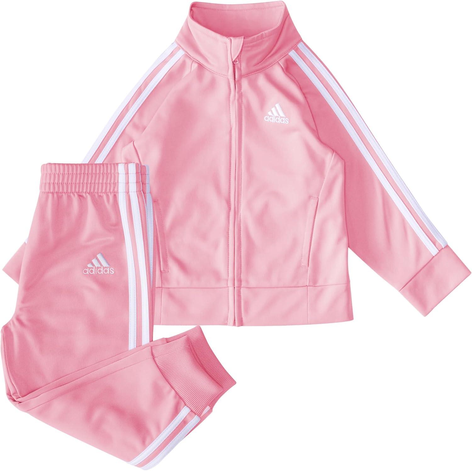 imageadidas Little Girls Zip Front Classic Tricot Jacket and Joggers SetPink
