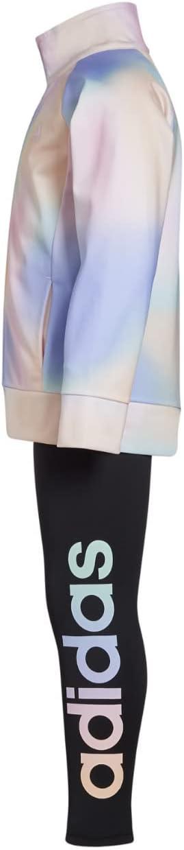 imageadidas Little Girls Zip Front Classic Tricot Jacket and Joggers SetPink With Multicolor