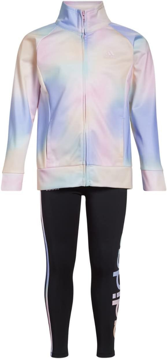 imageadidas Little Girls Zip Front Classic Tricot Jacket and Joggers SetPink With Multicolor
