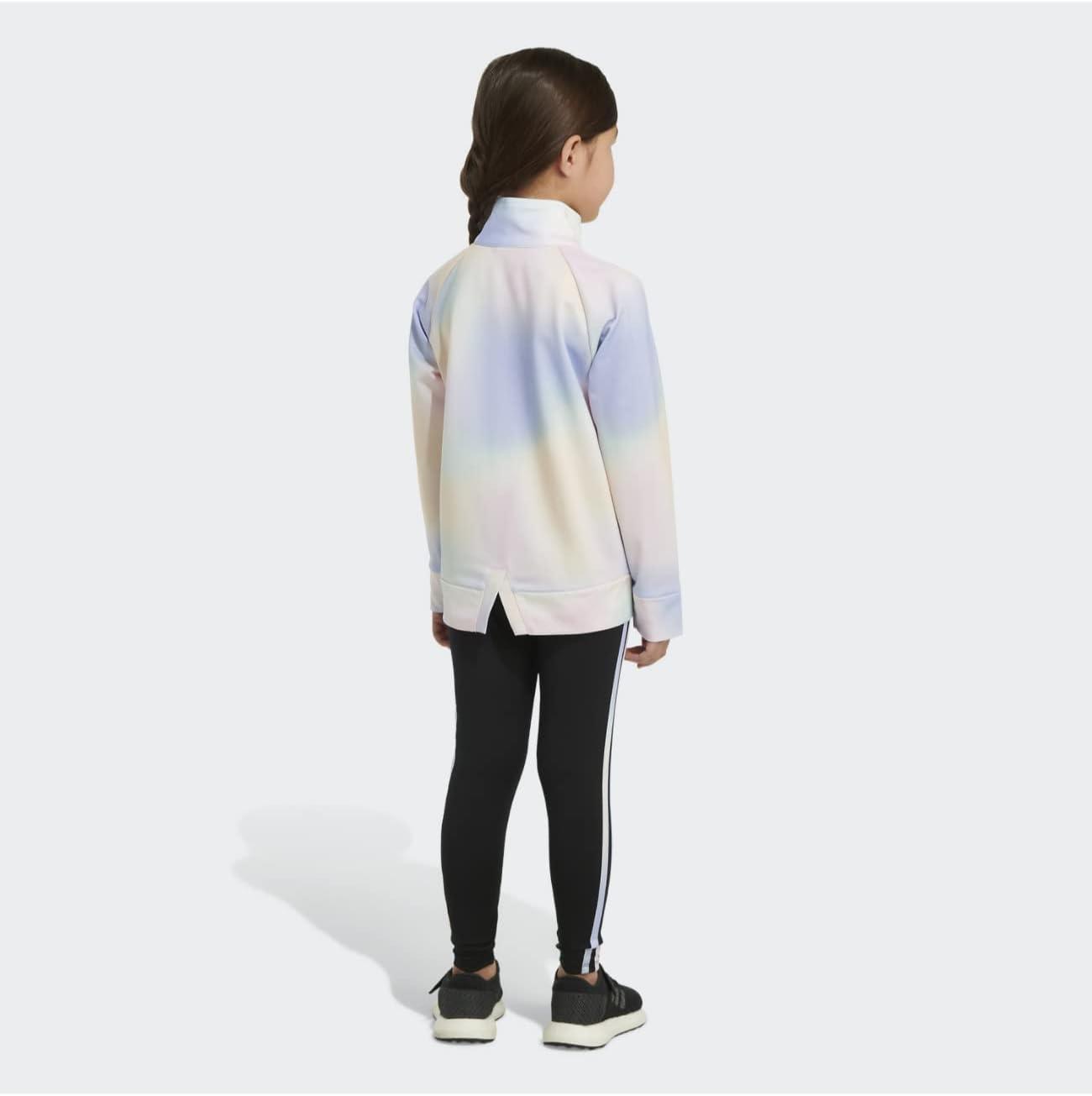 imageadidas Little Girls Zip Front Classic Tricot Jacket and Joggers SetPink With Multicolor