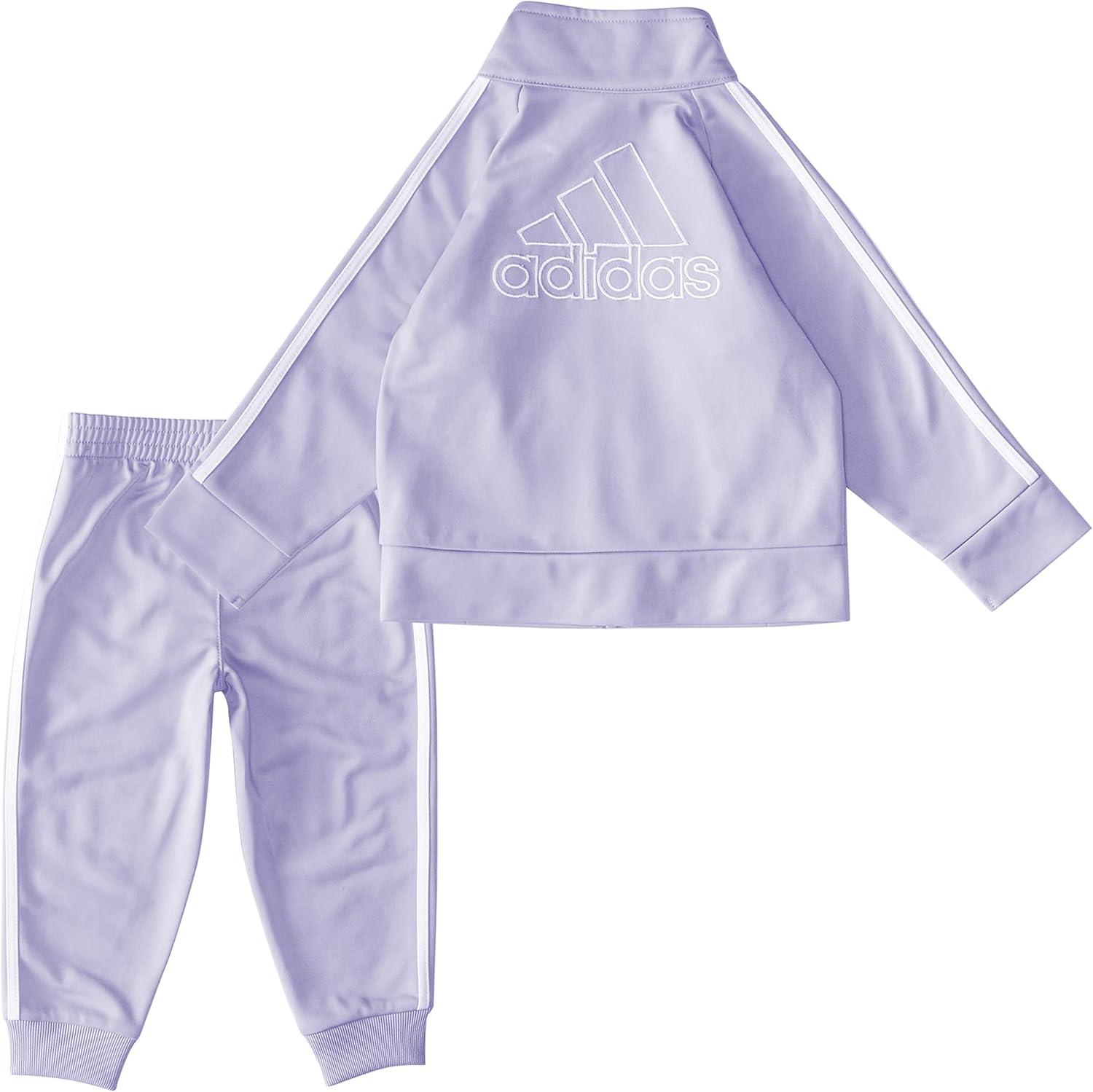 imageadidas Little Girls Zip Front Classic Tricot Jacket and Joggers SetViolet Tone