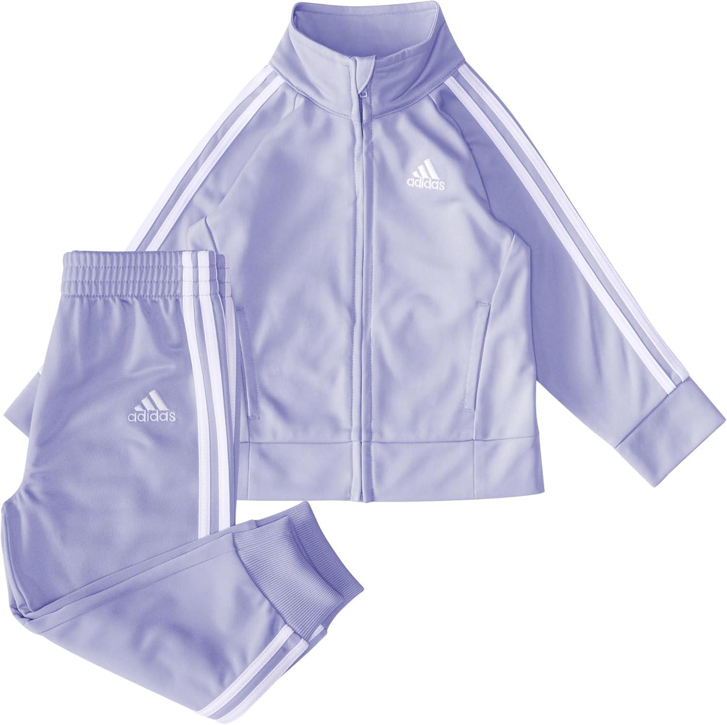imageadidas Little Girls Zip Front Classic Tricot Jacket and Joggers SetViolet Tone