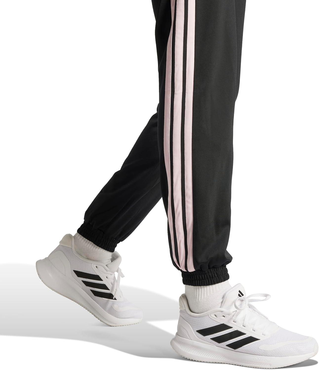 imageadidas Originals Womens Tricot 3Stripes Track PantsBlackClear Pink