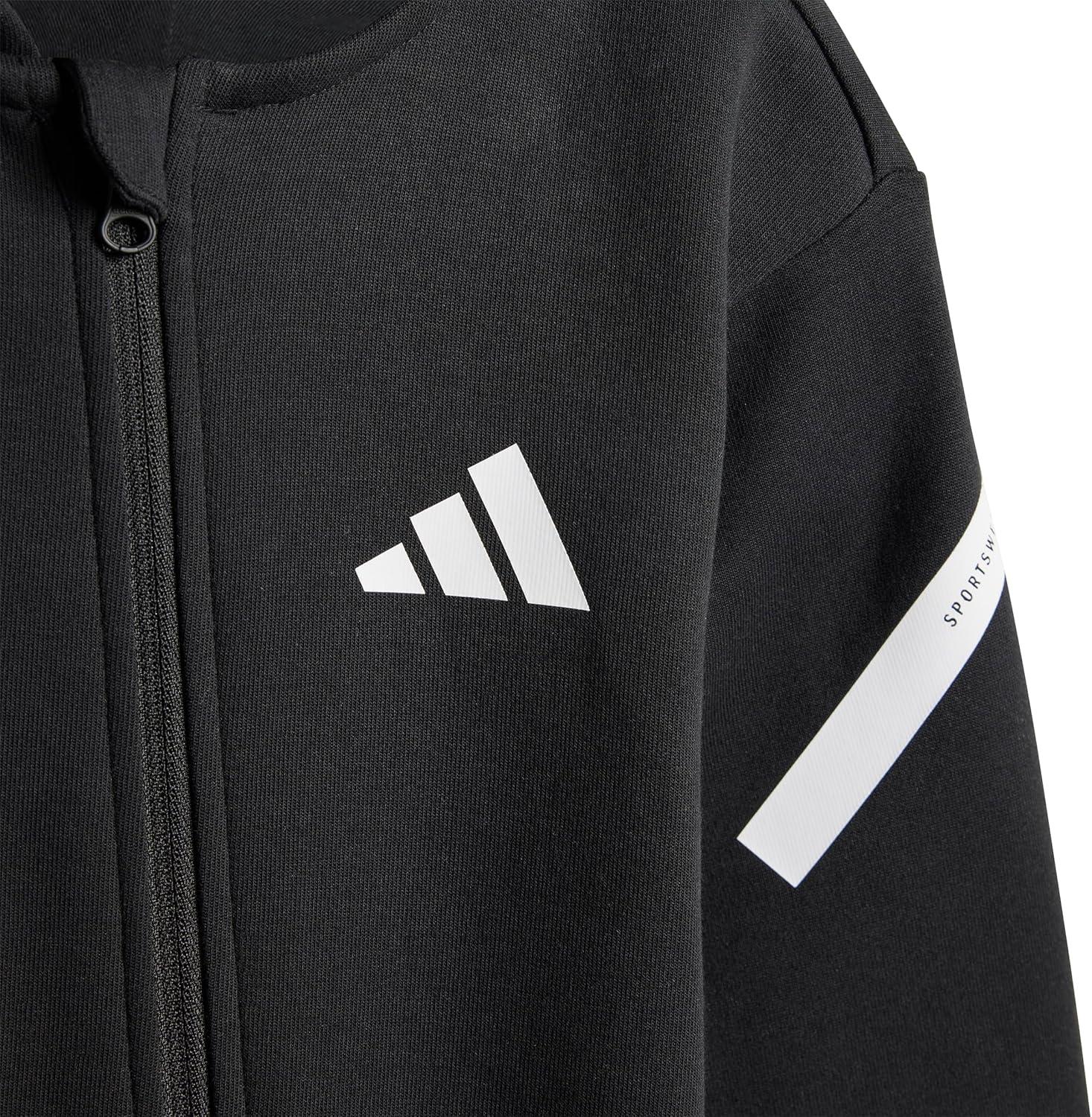 imageadidas Unisex Baby Zne Fullzip Hooded OnesieBlackWhite