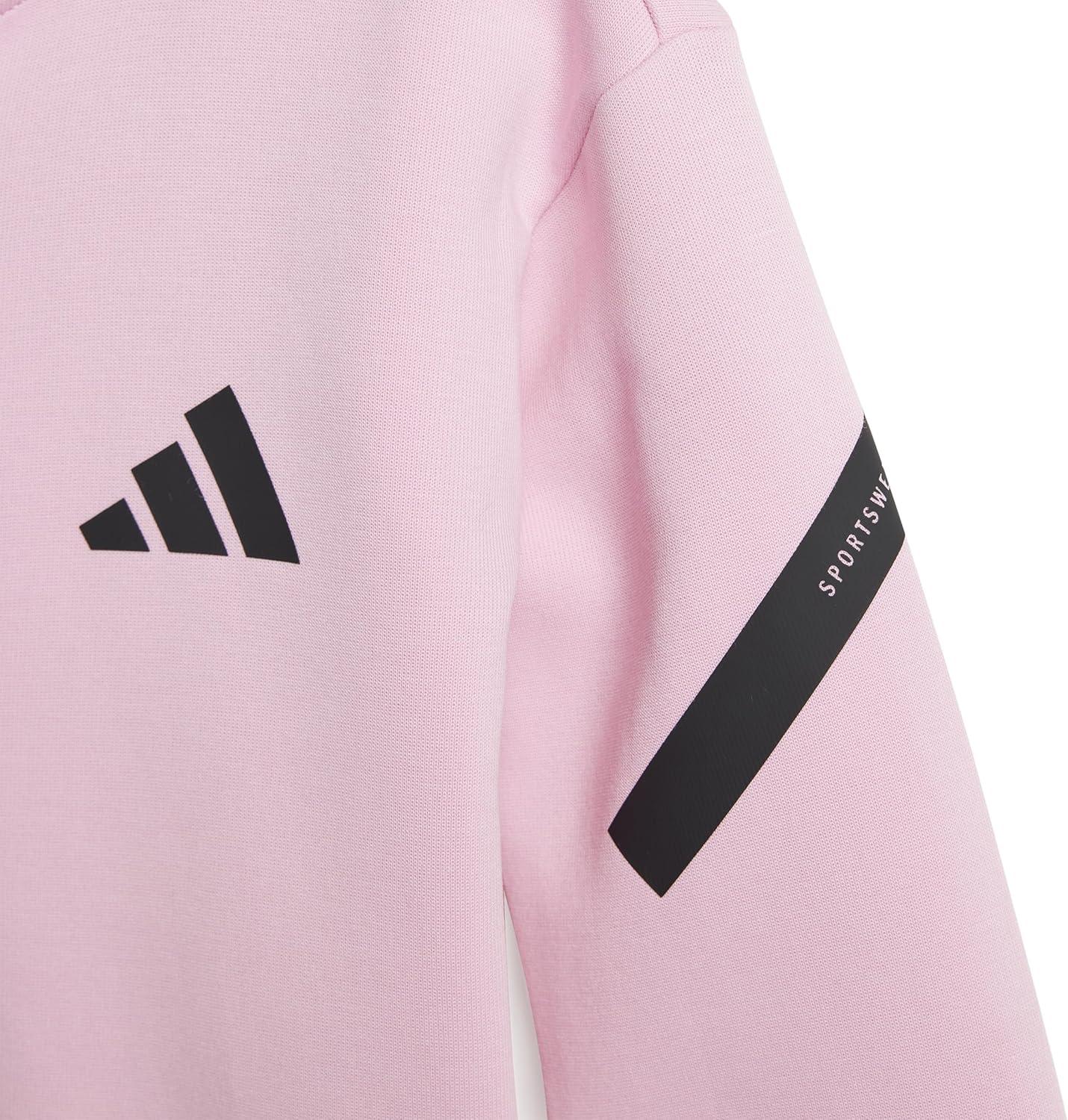 imageadidas Unisex Baby Zne Fullzip Hooded OnesieTrue PinkBlack