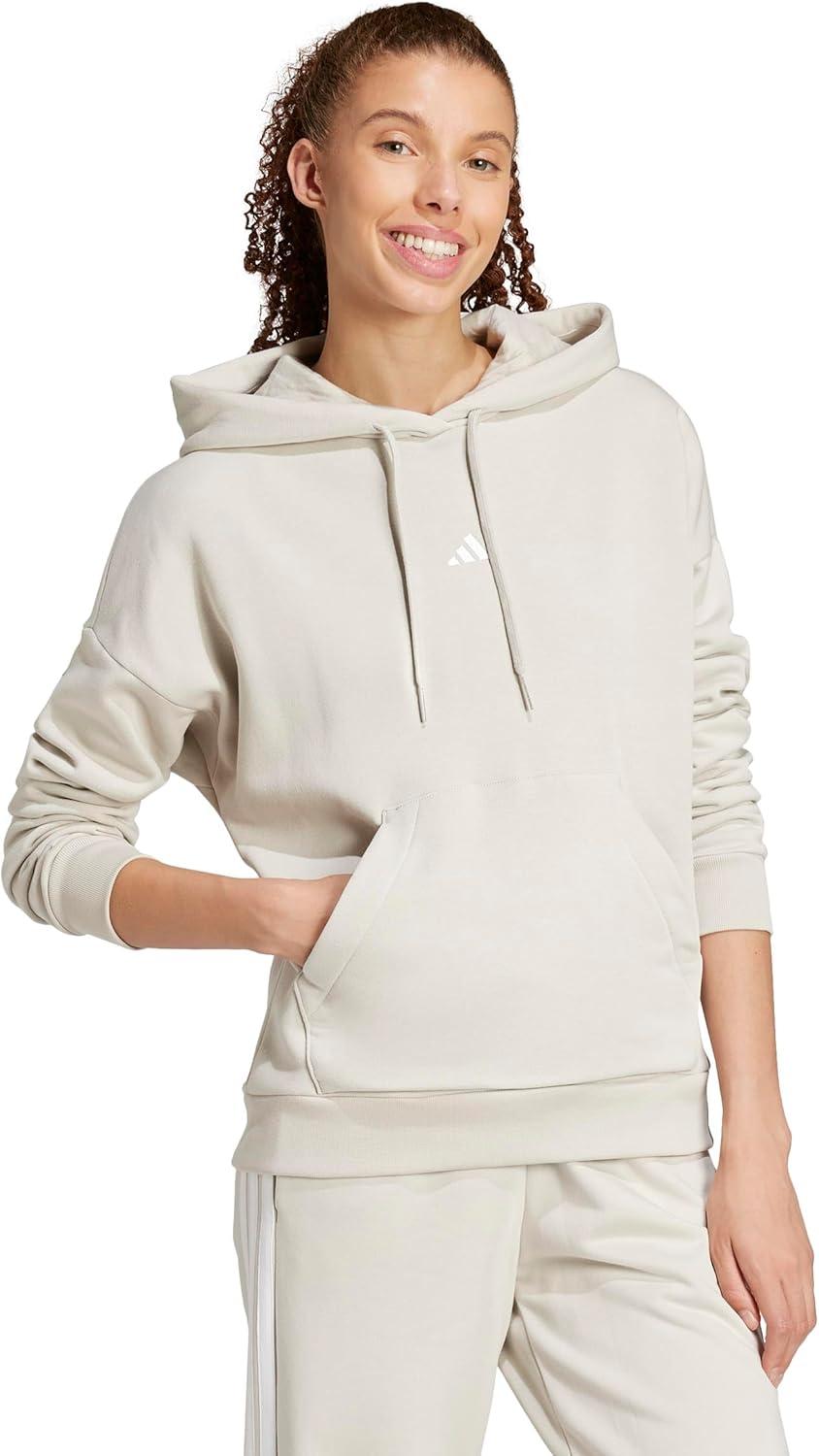 imageadidas Womens Essentials Small Logo Feelcozy HoodieWonder AluminaWhite