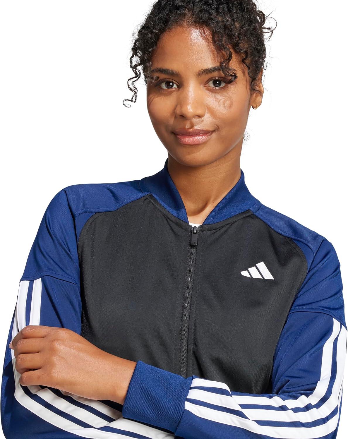 imageadidas Womens Tricot 3Stripes Fashion Track TopBlackDark Blue